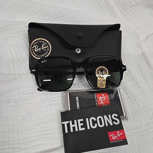 Ray Ban Sunglasses RB 1973 901/31 SQUARE II Frame Italy Black Women’s NEW - Picture 2 of 6